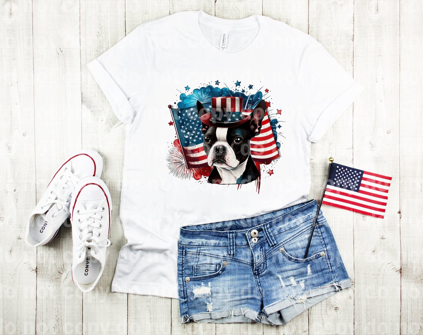 Boston Terrier And USA Flag Dream Print or Sublimation Print