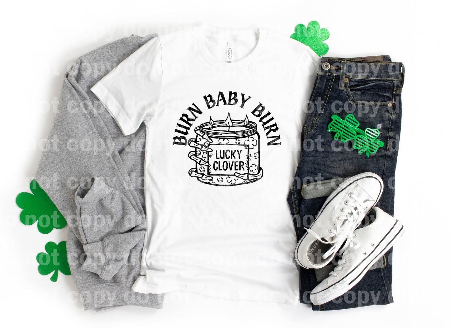 Burn Baby Burn Lucky Clover angustiado a todo color/impresión de ensueño de un color o impresión por sublimación