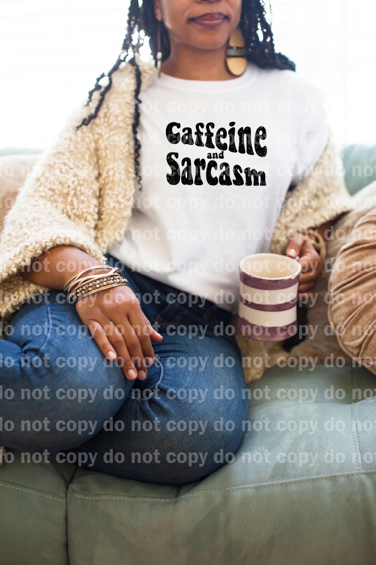 Caffeine And Sarcasm Distressed Black/White Dream Print or Sublimation Print