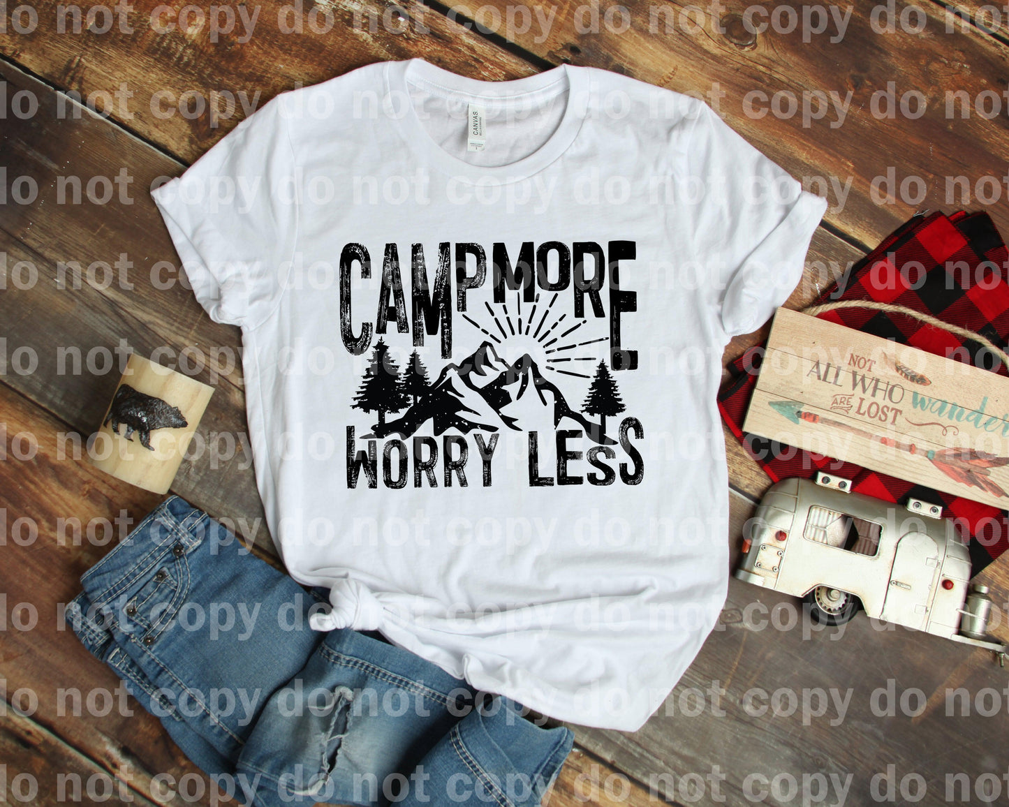 Camp More Worry Less Mountains Trees Dream Print or Sublimation Print