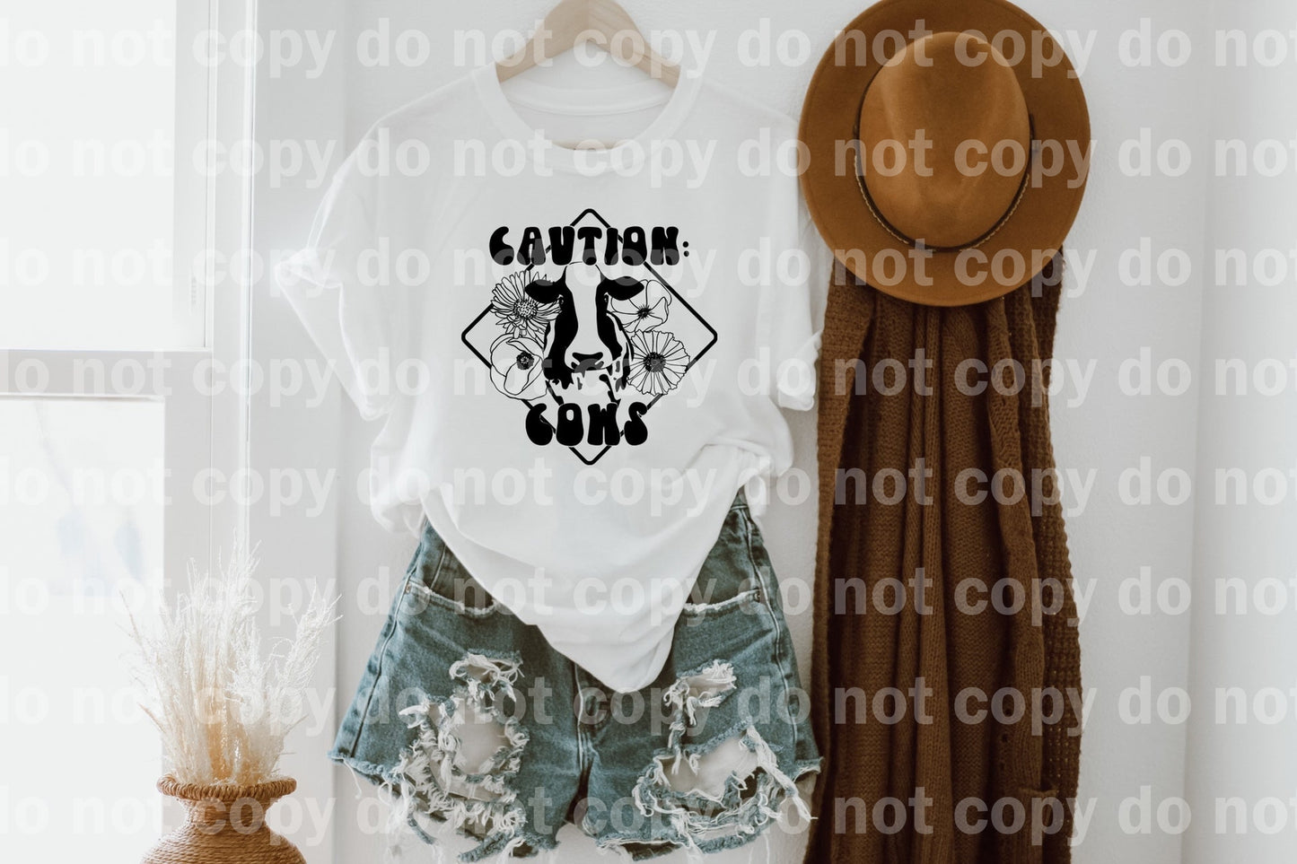 Caution Cow Floral Dream Print or Sublimation Print