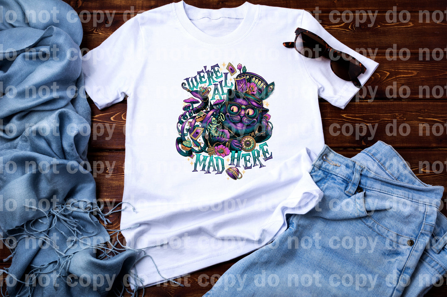 We're All Mad Here Crazy Cat Full Color/One Color Dream Print or Sublimation Print