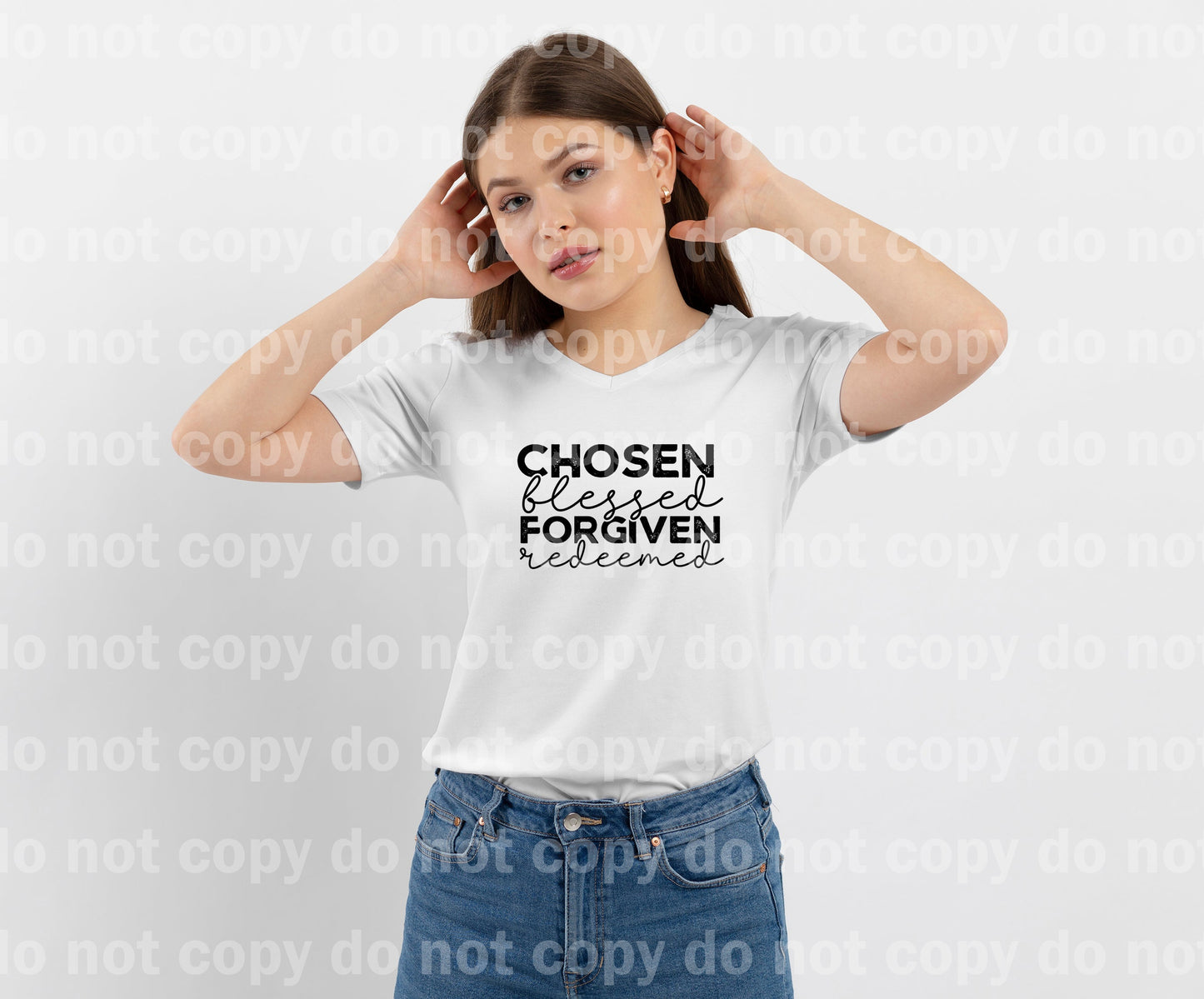 Chosen Blessed Forgiven Redeemed Distressed Dream Print or Sublimation Print