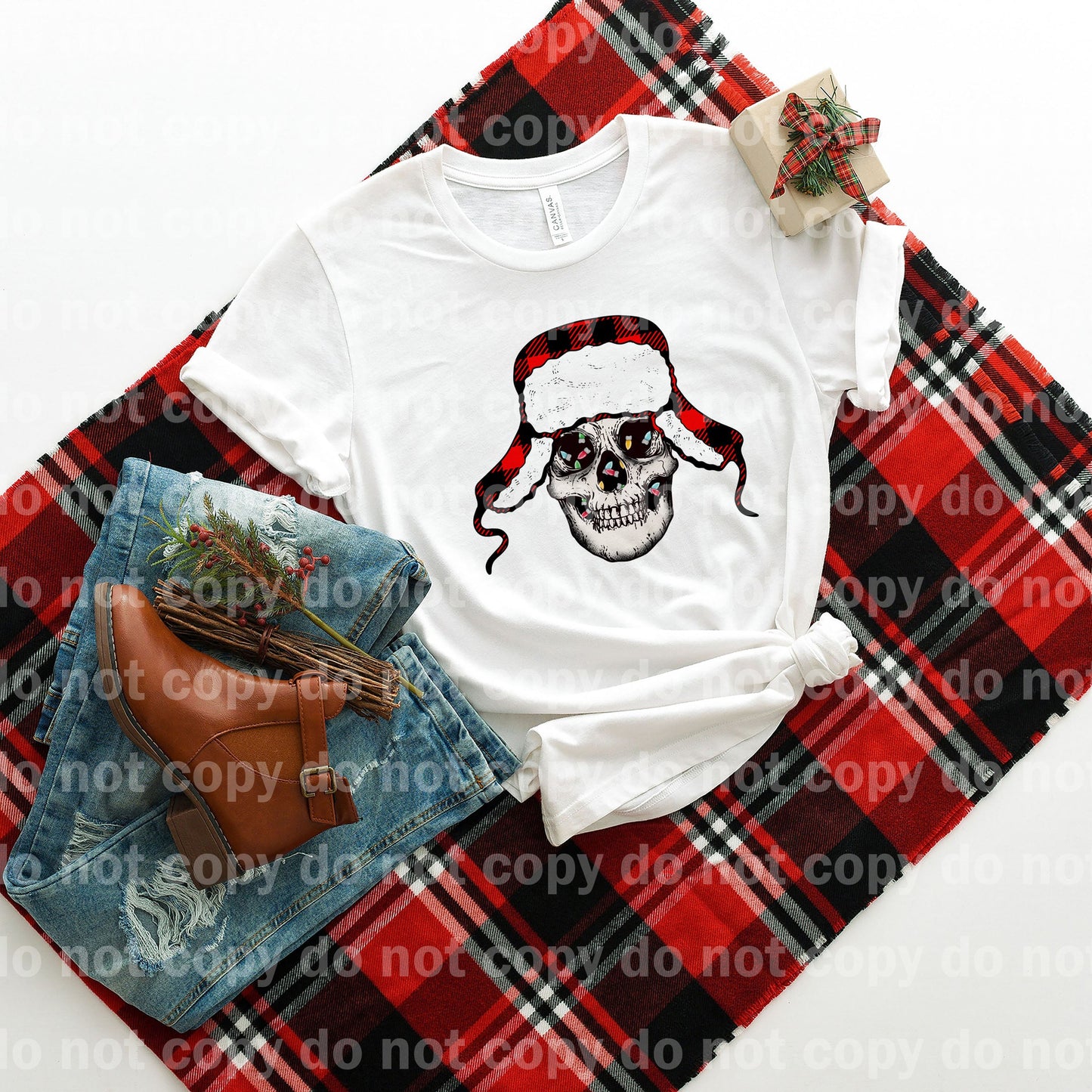 Christmas Skellie With Lights Dream Print or Sublimation Print