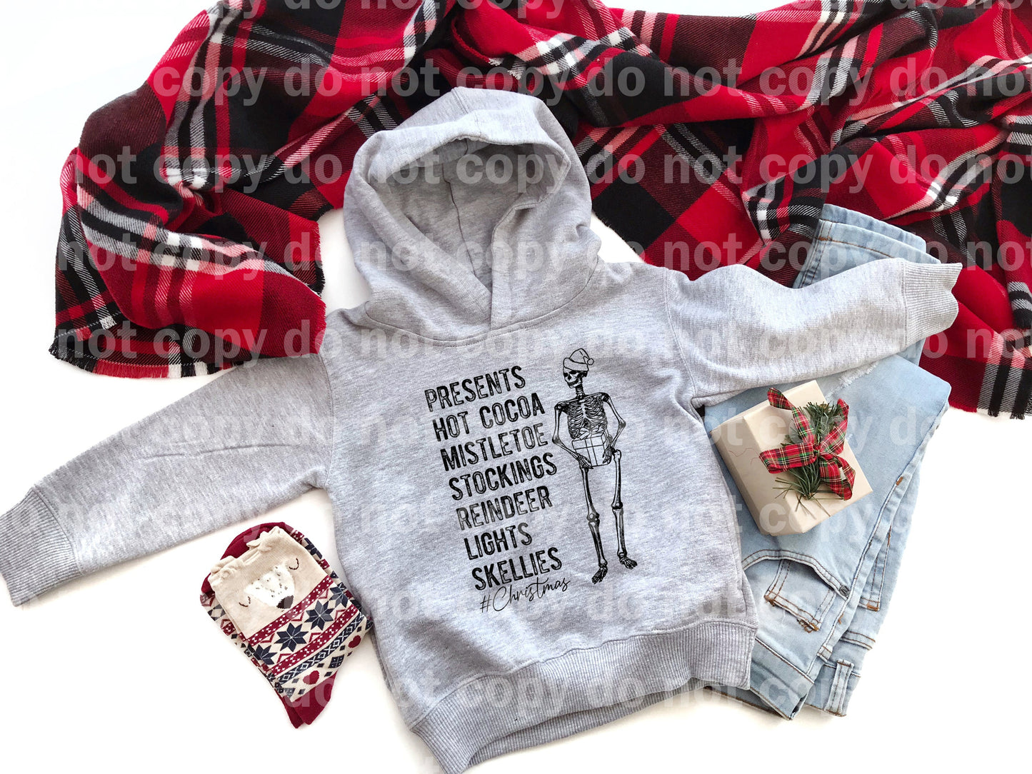 Presents Hot Cocoa Mistletoe Stockings Reindeer Lights Skellies Dream Print or Sublimation Print