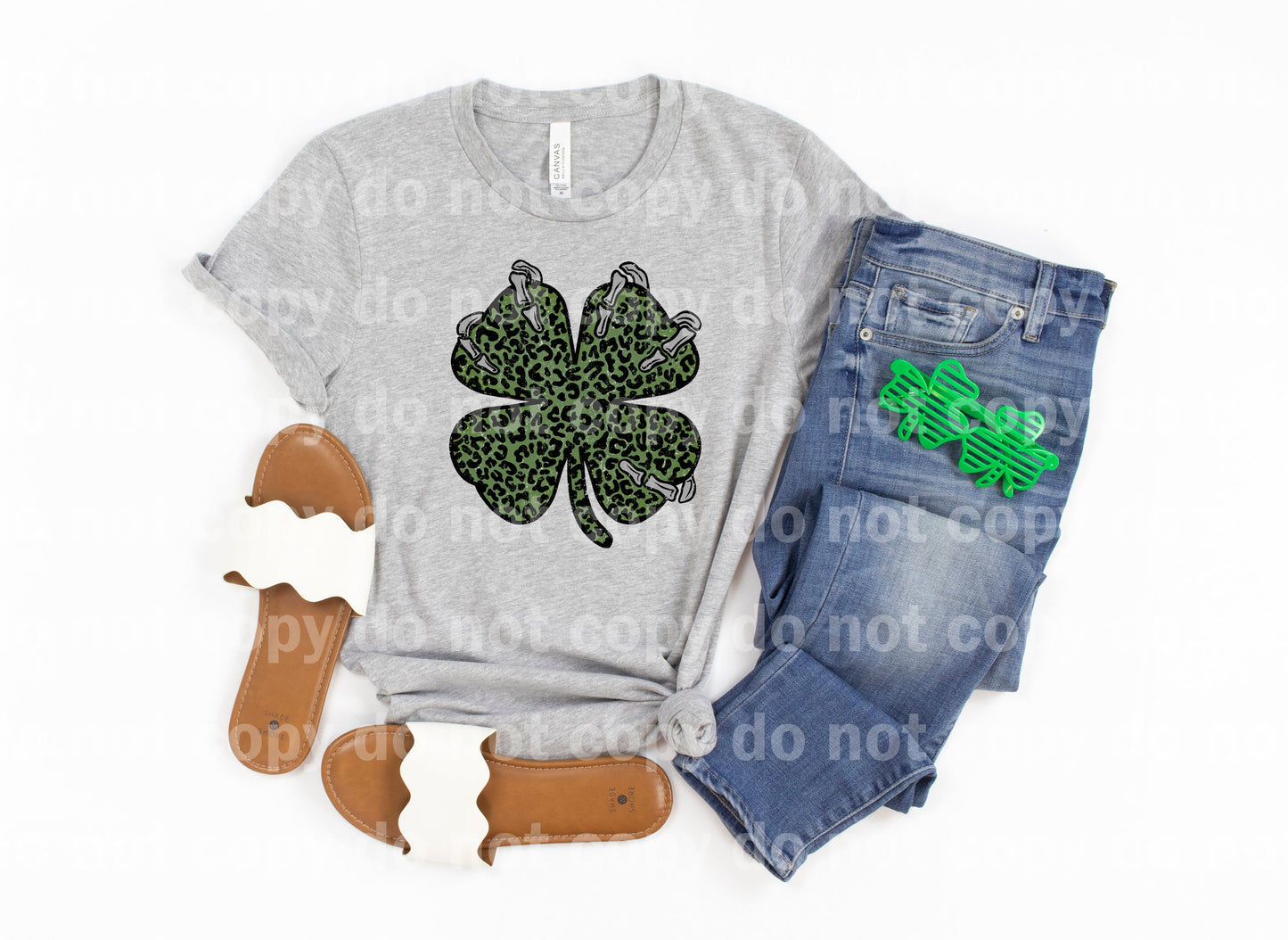 Clover Leaf Skellie Leopard Print Distressed Full Color/One Color Dream Print or Sublimation Print