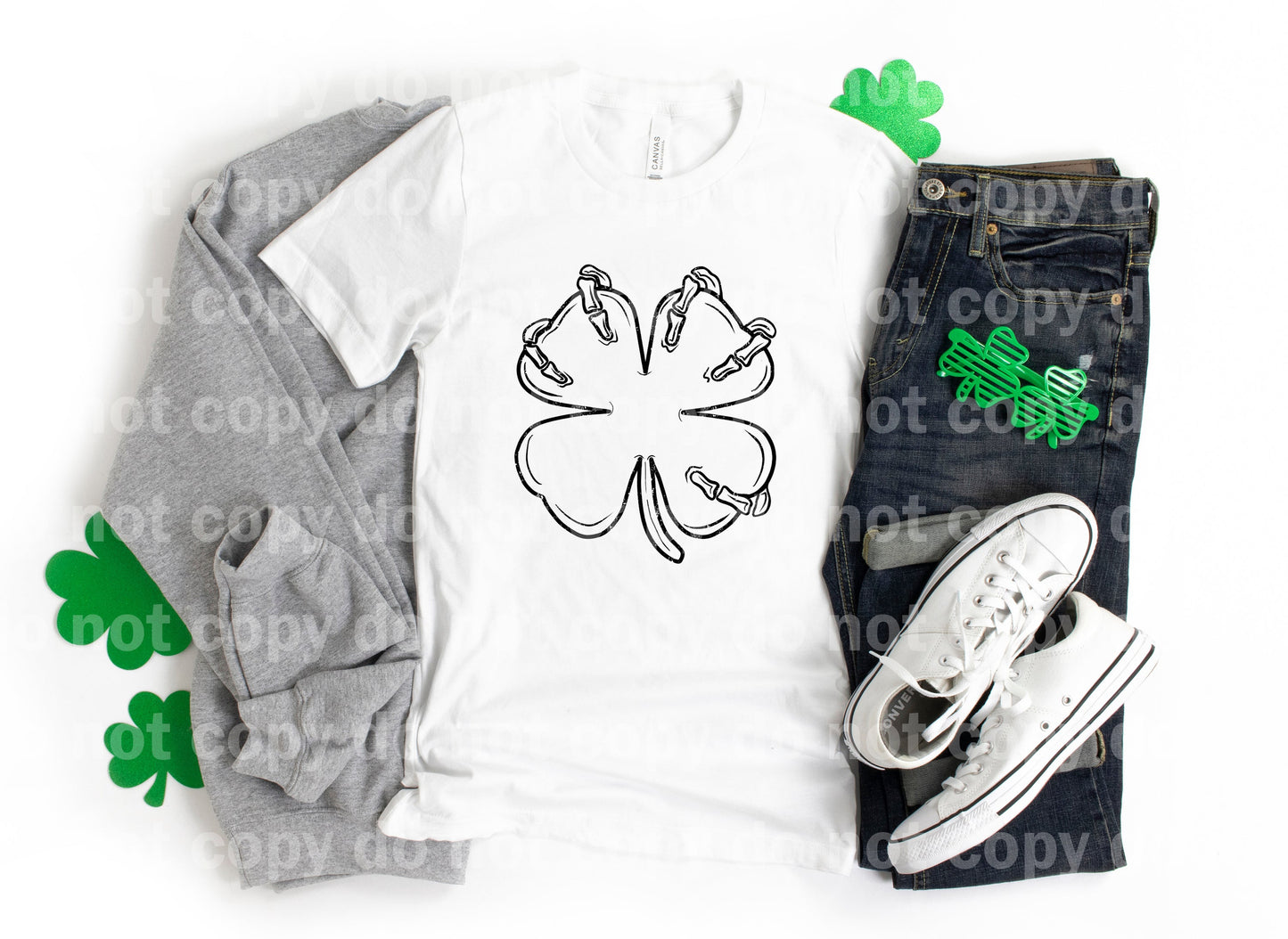 Clover Leaf Skellie Distressed Full Color/One Color Dream Print or Sublimation Print