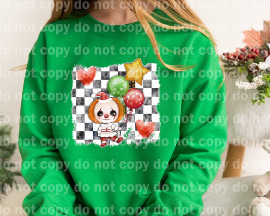 Clown With Balloons Checkered Dream Print or Sublimation Print