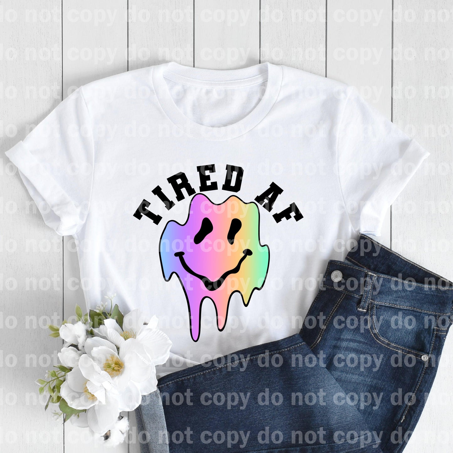 Tired Af Drippy Smiley Full Color/One Color Dream Print or Sublimation Print