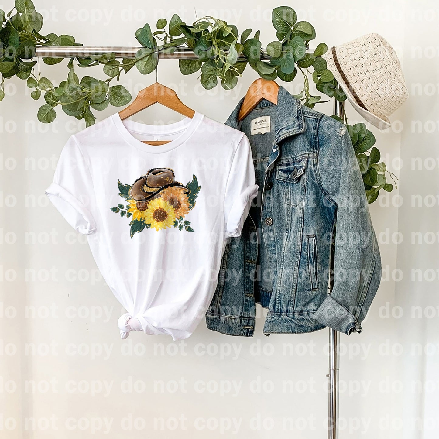 Cow Boy Hat Sunflowers Dream Print or Sublimation Print