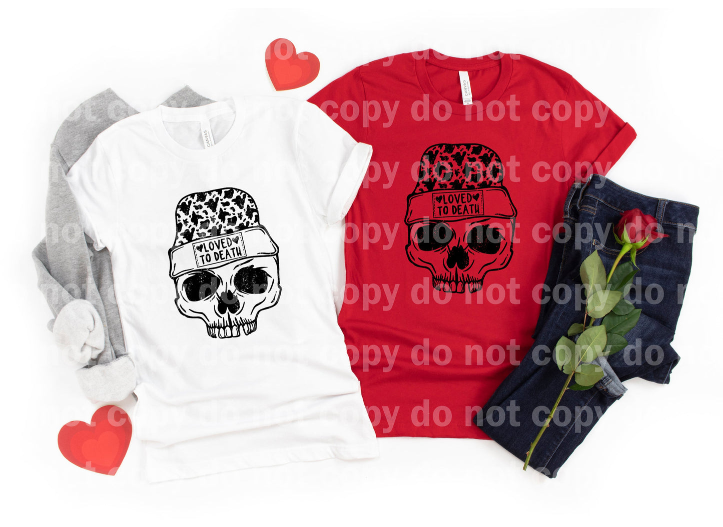 Loved To Death Cow Print Distressed Full Color/One Color Dream Print or Sublimation Print