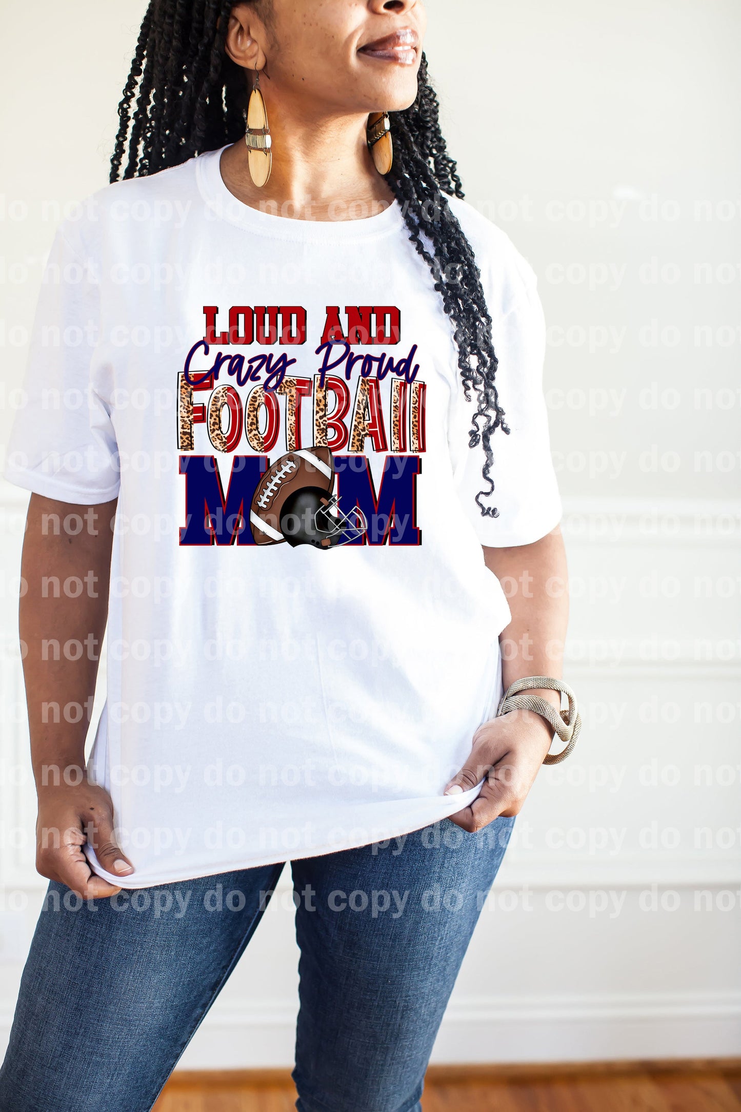 Loud And Crazy Proud Football Mom Navy Blue And Red Dream Print or Sublimation Print