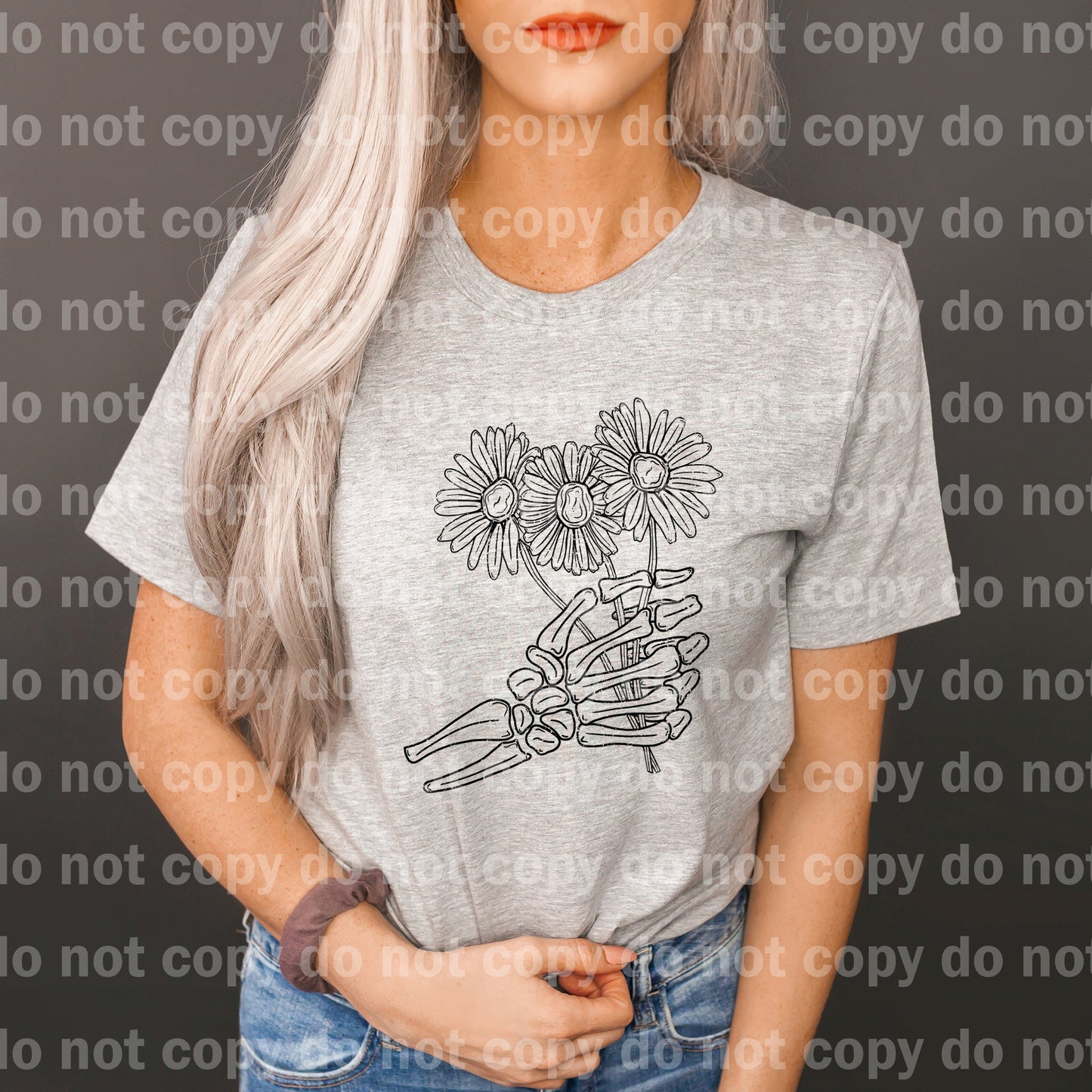 Daisy Flowers Skellie Hand Distressed Full Color/One Color Dream Print or Sublimation Print