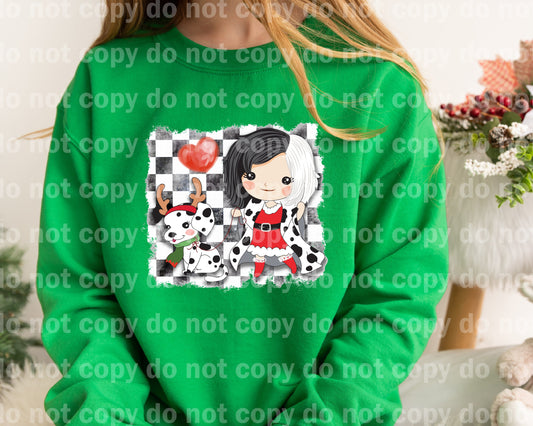 Dalmatian Puppy And Fur Woman Checkered Dream Print or Sublimation Print