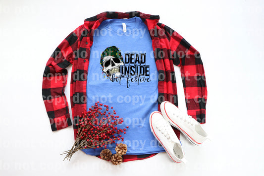 Dead Inside But Festive Skull With Christmas Lights Dream Print or Sublimation Print