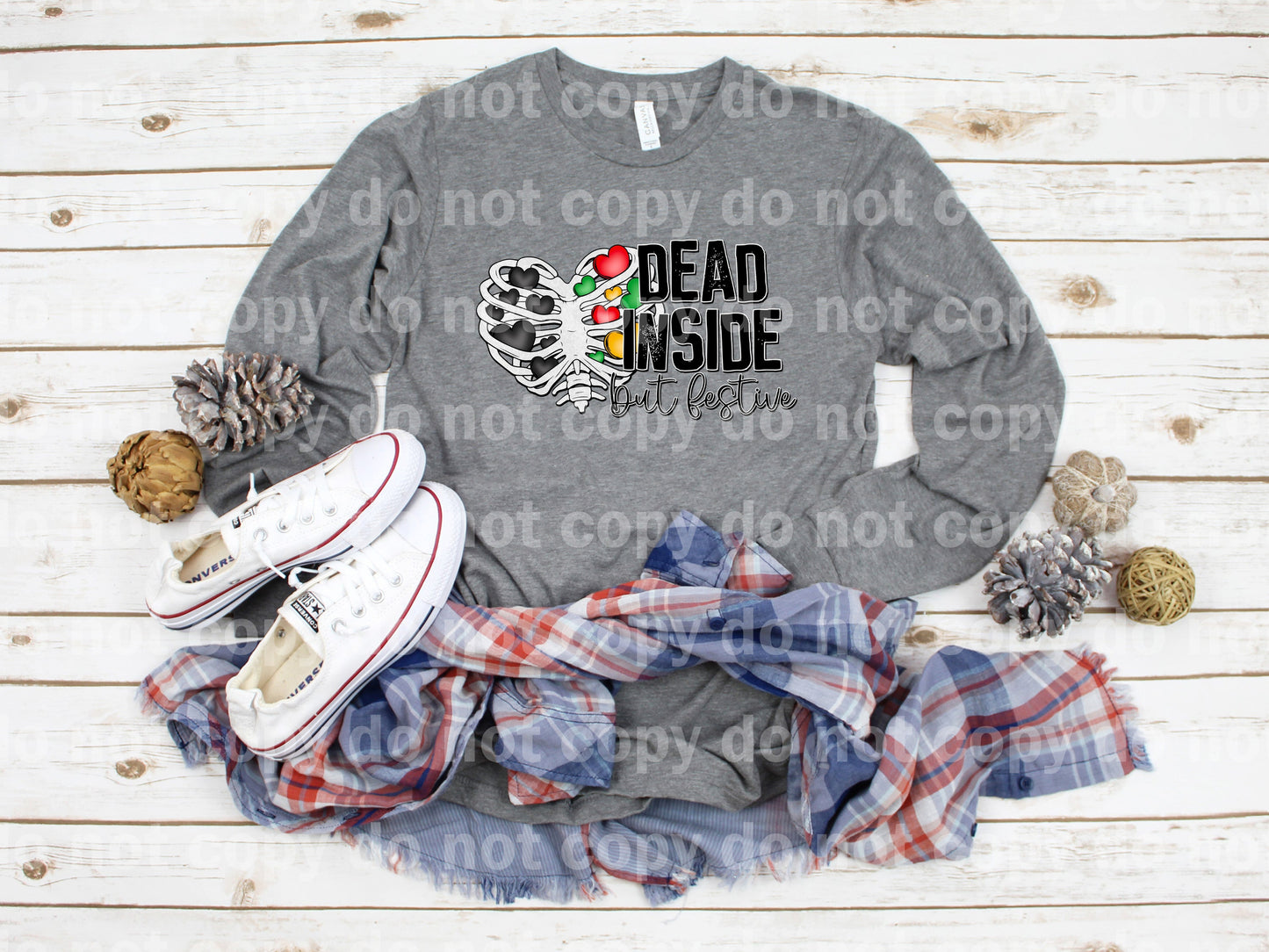Dead Inside But Festive With Black Hearts Dream Print or Sublimation Print