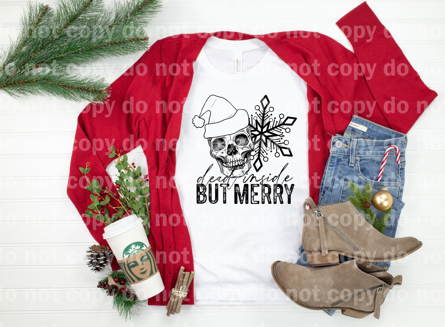 Dead Inside But Merry Skull Full Color/One Color Dream Print or Sublimation Print