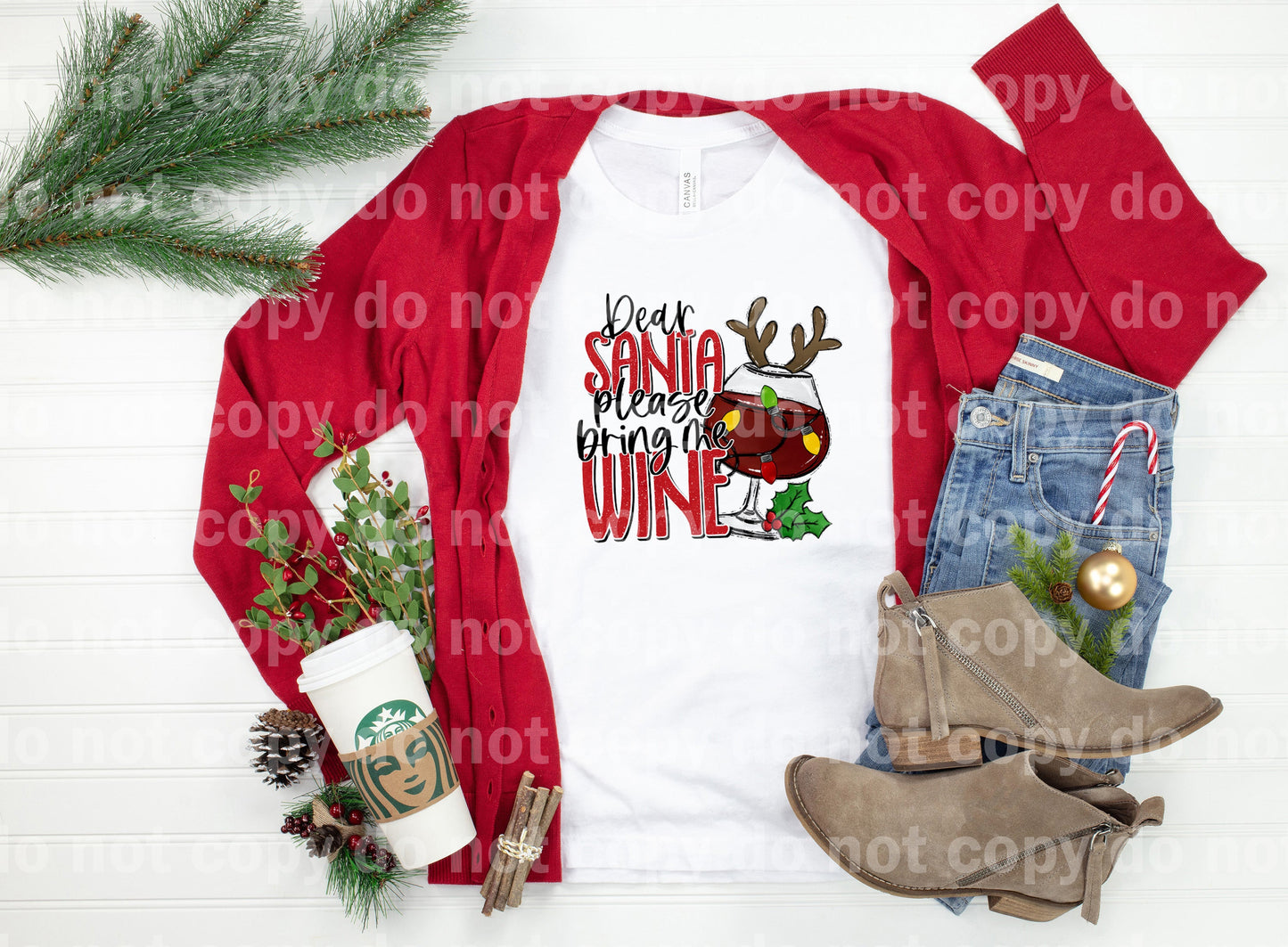 Dear Santa Please Bring Me Wine Dream Print or Sublimation Print