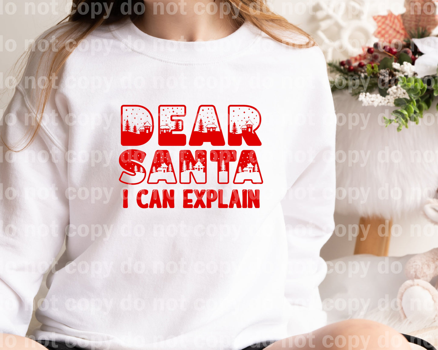 Dear Santa I Can Explain Black/Red/Green/White Dream Print or Sublimation Print