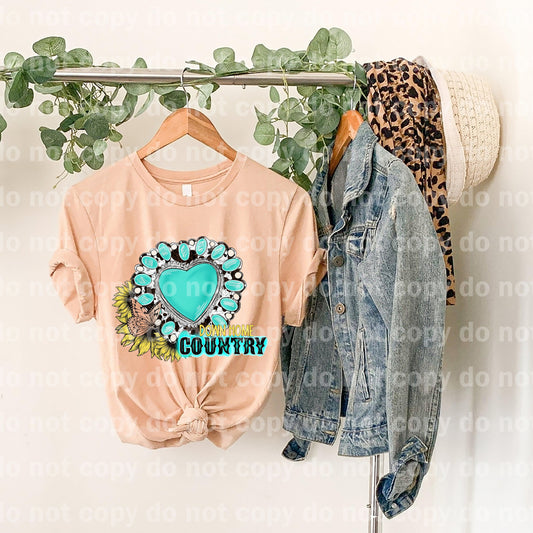 Down Home Country Turquoise Sunflower Dream print transfer