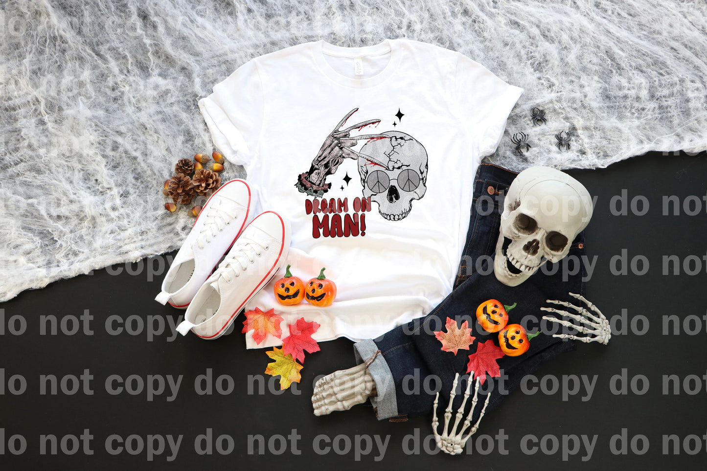 Sueño en mano de hombre y calavera a todo color/impresión de sueño a un color o impresión por sublimación
