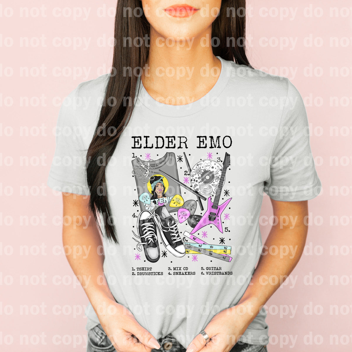 Elder Emo Converse Chart Tshirt Drumsticks Mix CD Sneakers Guitar Wristbands Dream Print or Sublimation Print