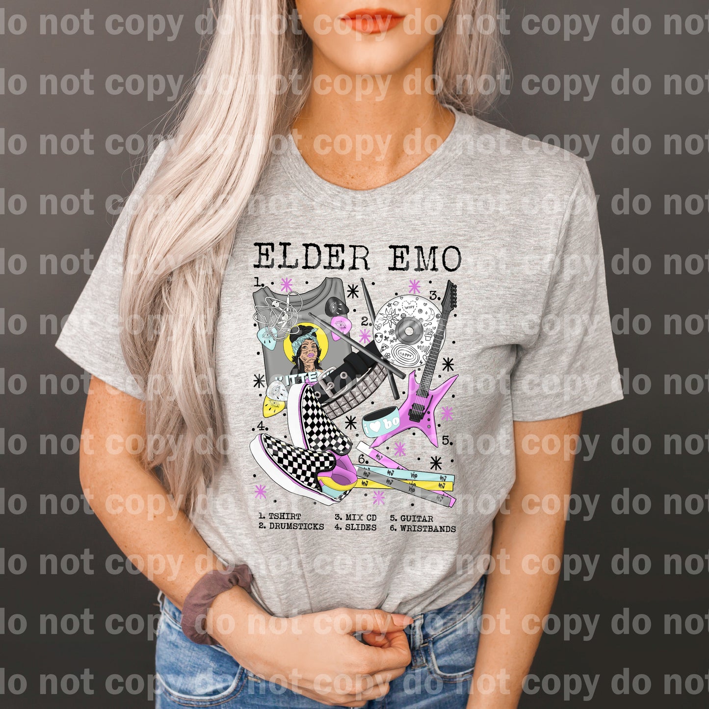 Elder Emo Vans Chart Tshirt Drumsticks Mix CD Sliders Guitar Wristbands Dream Print or Sublimation Print