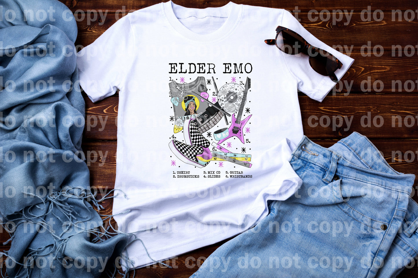 Elder Emo Vans Chart Tshirt Drumsticks Mix CD Sliders Guitar Wristbands Dream Print or Sublimation Print