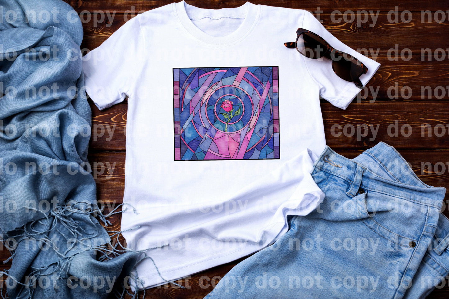 Enchanted Rose Stained Glass Dream Print or Sublimation Print