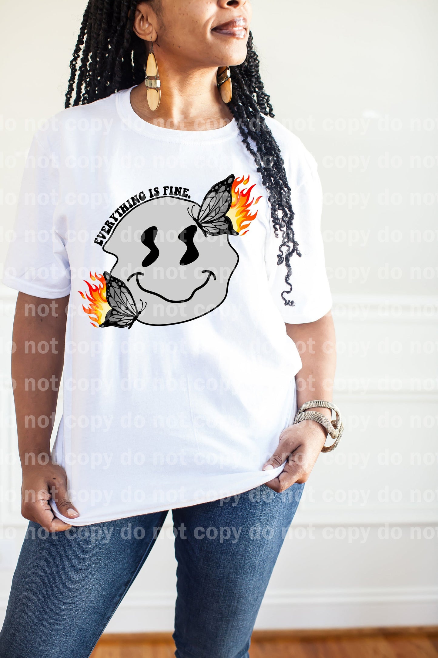 Everything Is Fine Smiley With Butterflies Dream Print or Sublimation Print