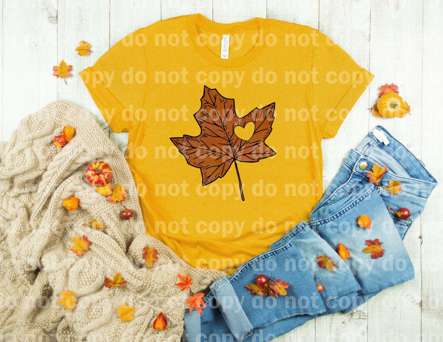 Fall Leaf with Heart Dream Print or Sublimation Print