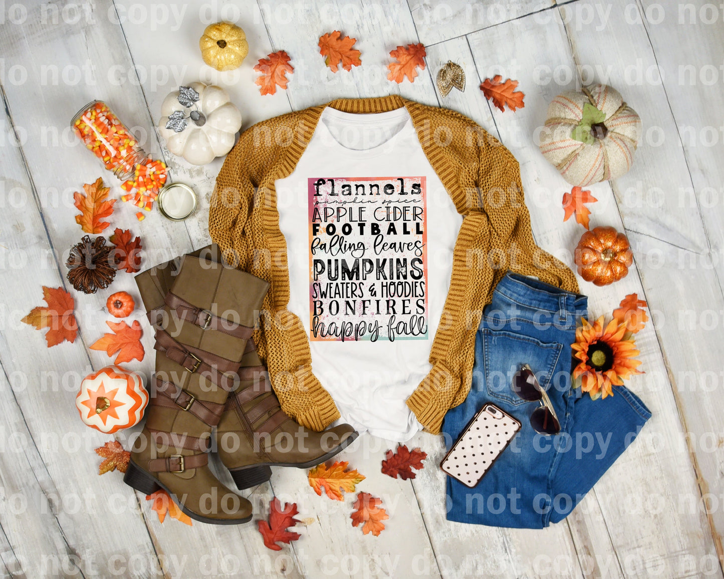 Fall Words Flannels Pumpkin Spice Football Falling Leaves Pumpkins Sweaters And Hoodies Bonfires Happy Fall Dream Print or Sublimation Print