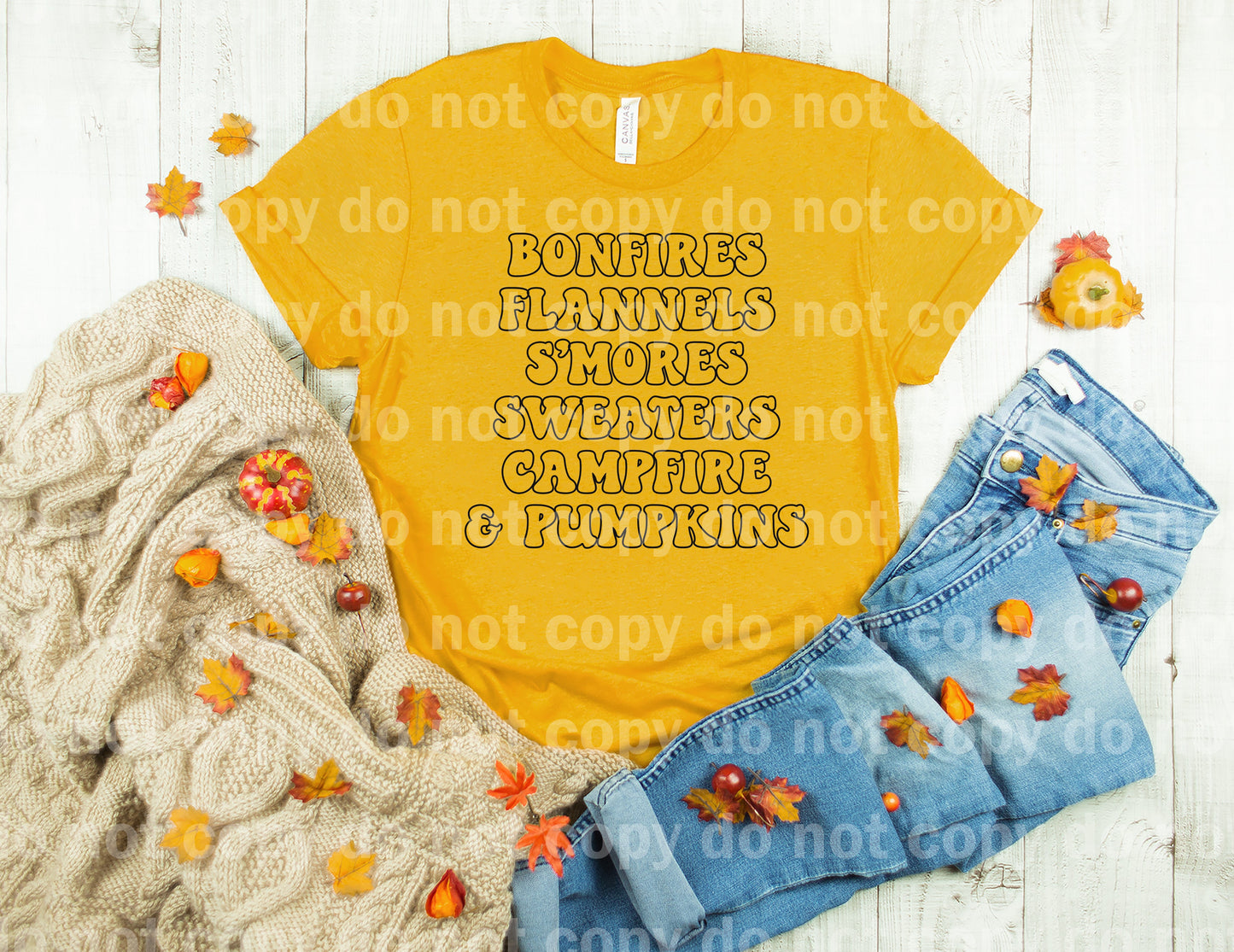 Fall Words Outline Bonfires Flannels S'mores Sweaters Campfire And Pumpkins Dream Print or Sublimation Print