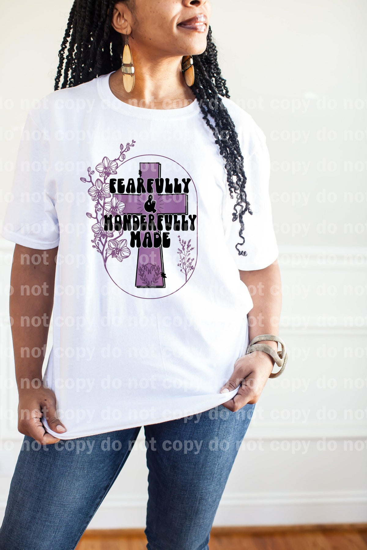 Fearfully and Wonderfully Made Purple Floral Cross Dream Print or Sublimation Print