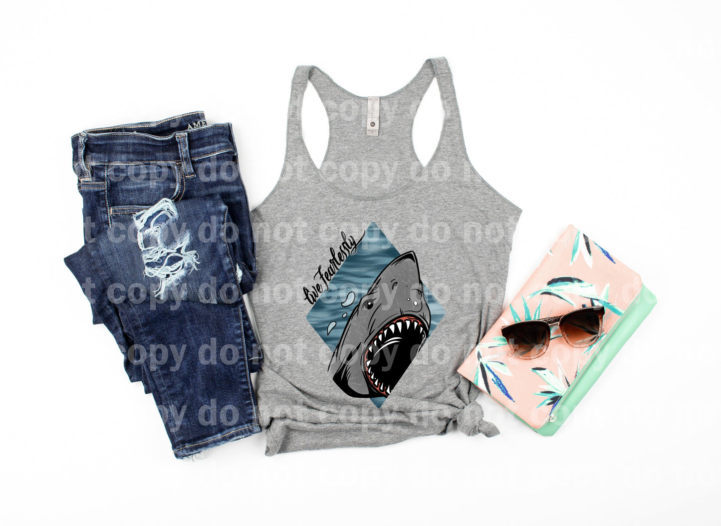 Live Fearlessly Shark Full Color/One Color Dream Print or Sublimation Print