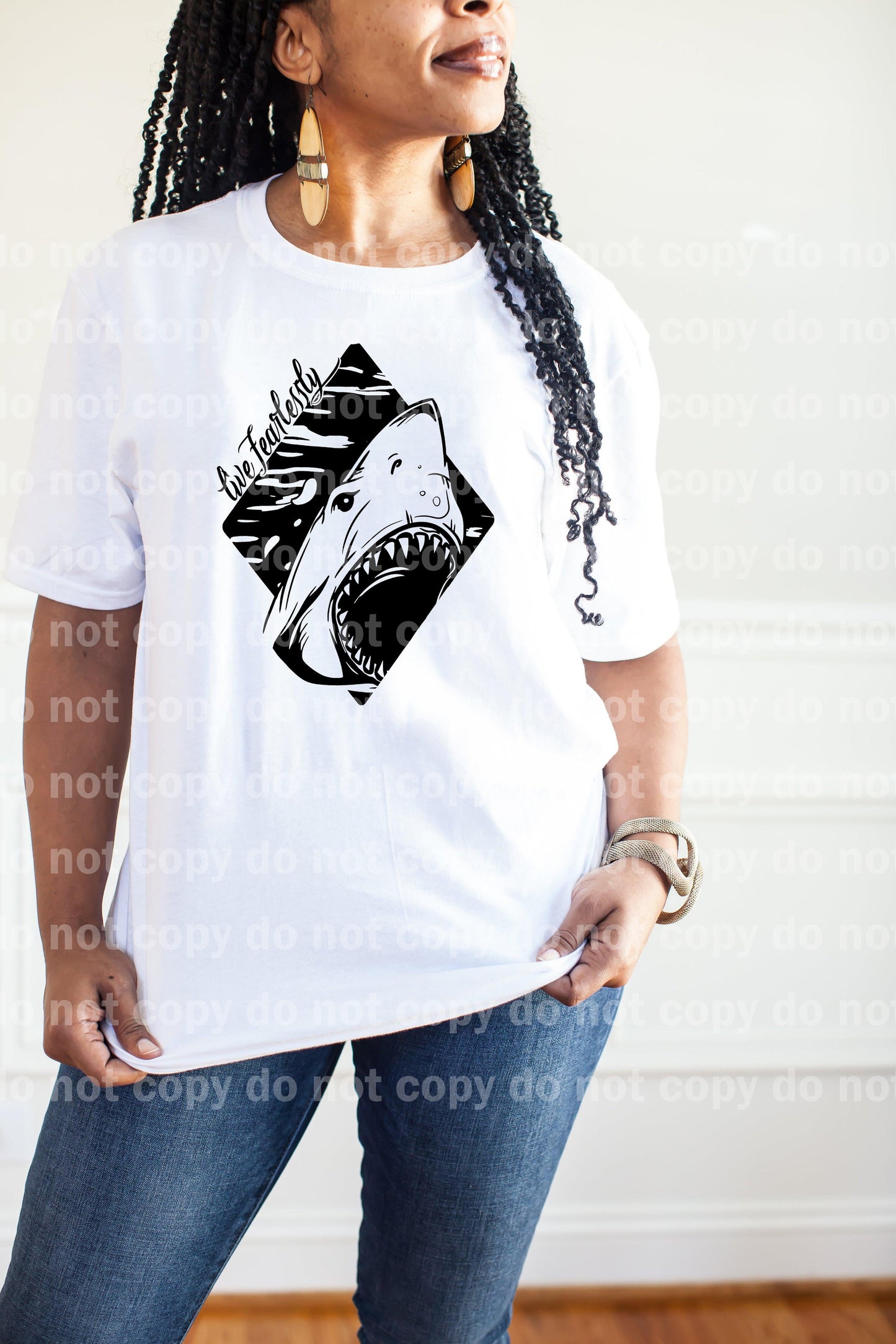 Live Fearlessly Shark Full Color/One Color Dream Print or Sublimation Print