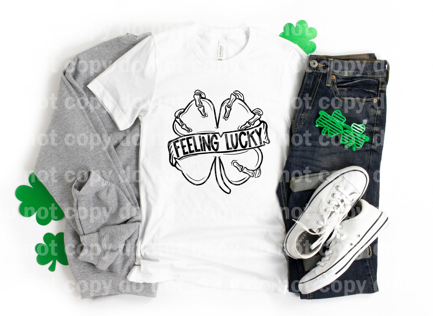 Feeling Lucky Distressed Full Color/One Color Dream Print or Sublimation Print