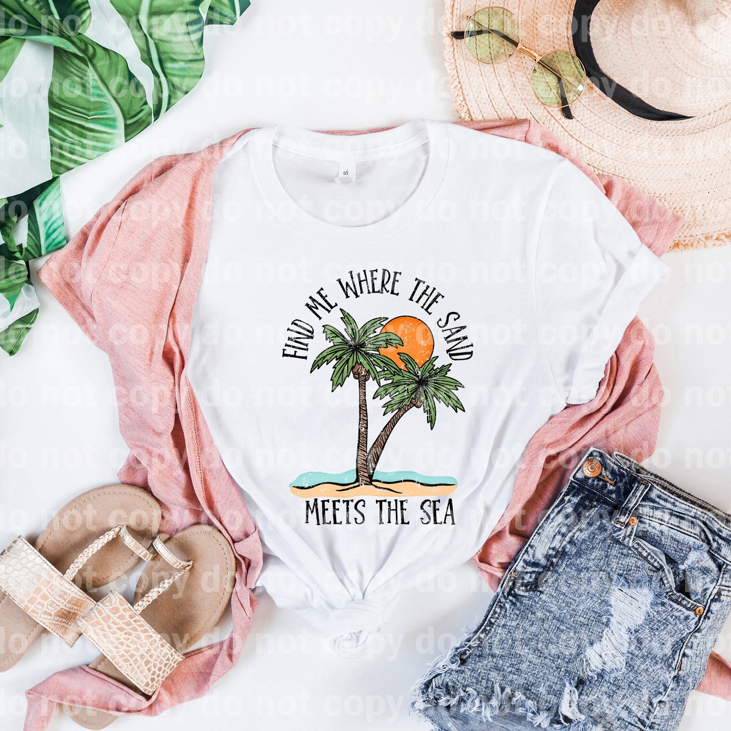 Find Me Where The Sand Meets The Sea Distressed Full Color/One Color Dream Print or Sublimation Print