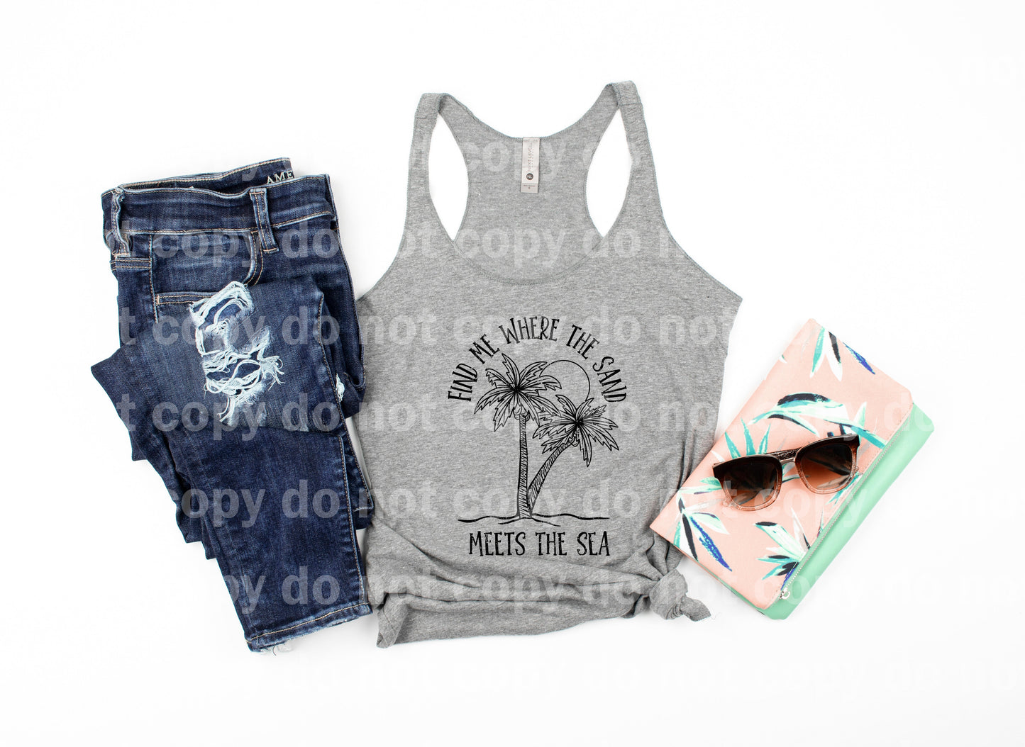 Find Me Where The Sand Meets The Sea Distressed Full Color/One Color Dream Print or Sublimation Print