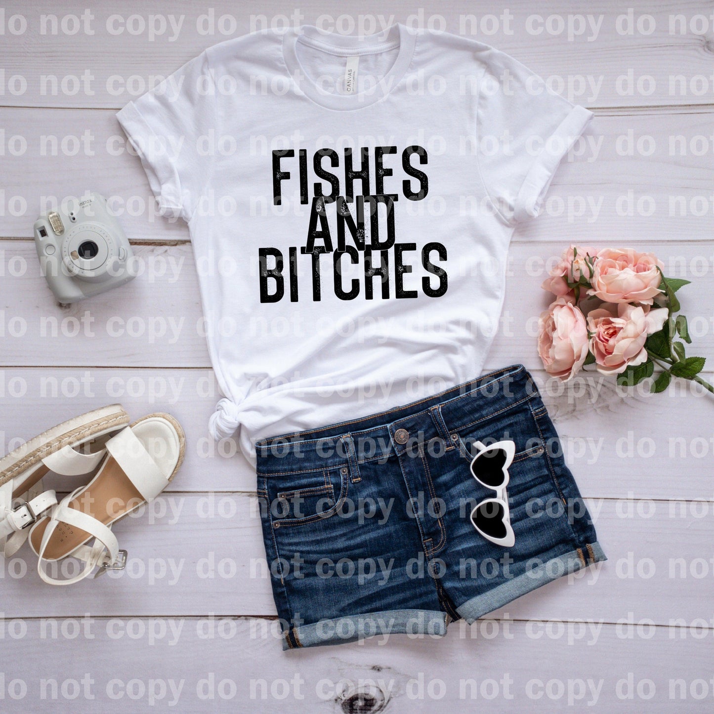 Fishes and Bitches Distressed Typography Dream Print or Sublimation Print