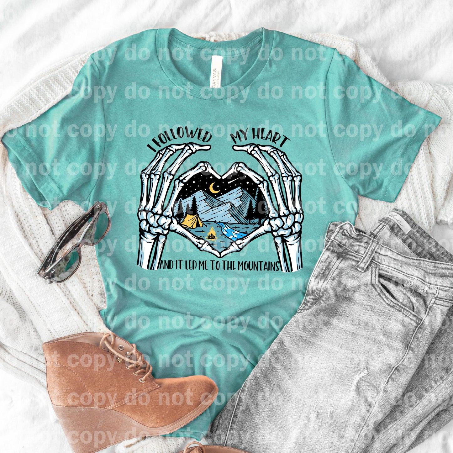 I Followed My Heart And It Led Me To The Mountains Skellie Hand Dream Print or Sublimation Print