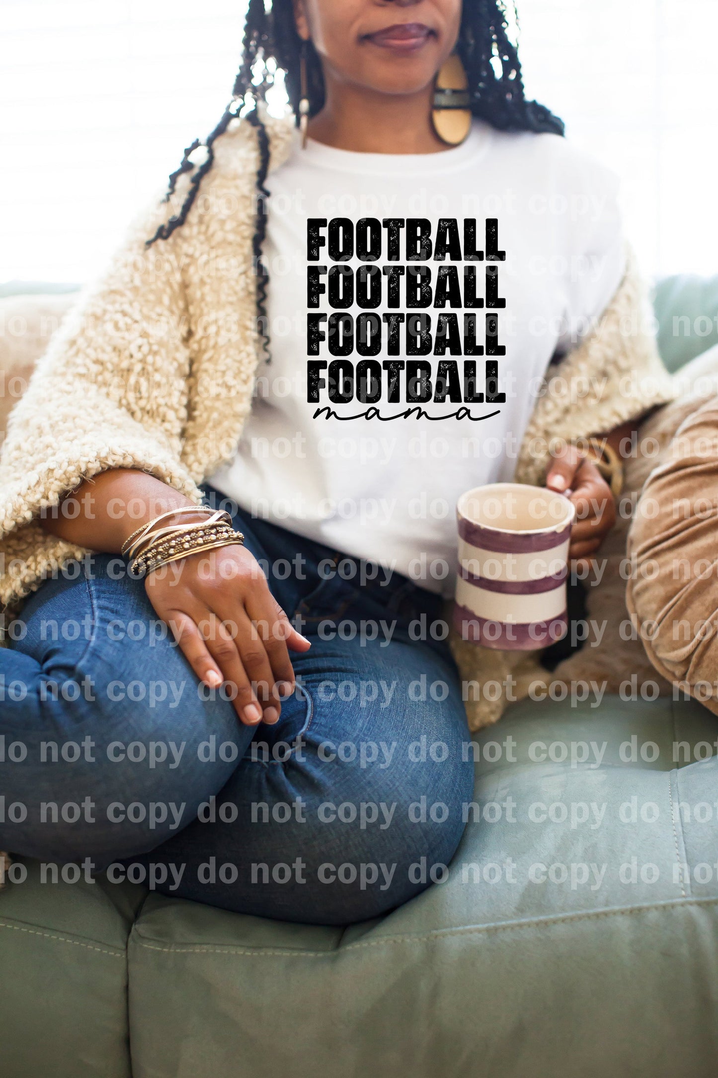 Football Mama Word Stack Distressed Black/White Dream Print or Sublimation Print