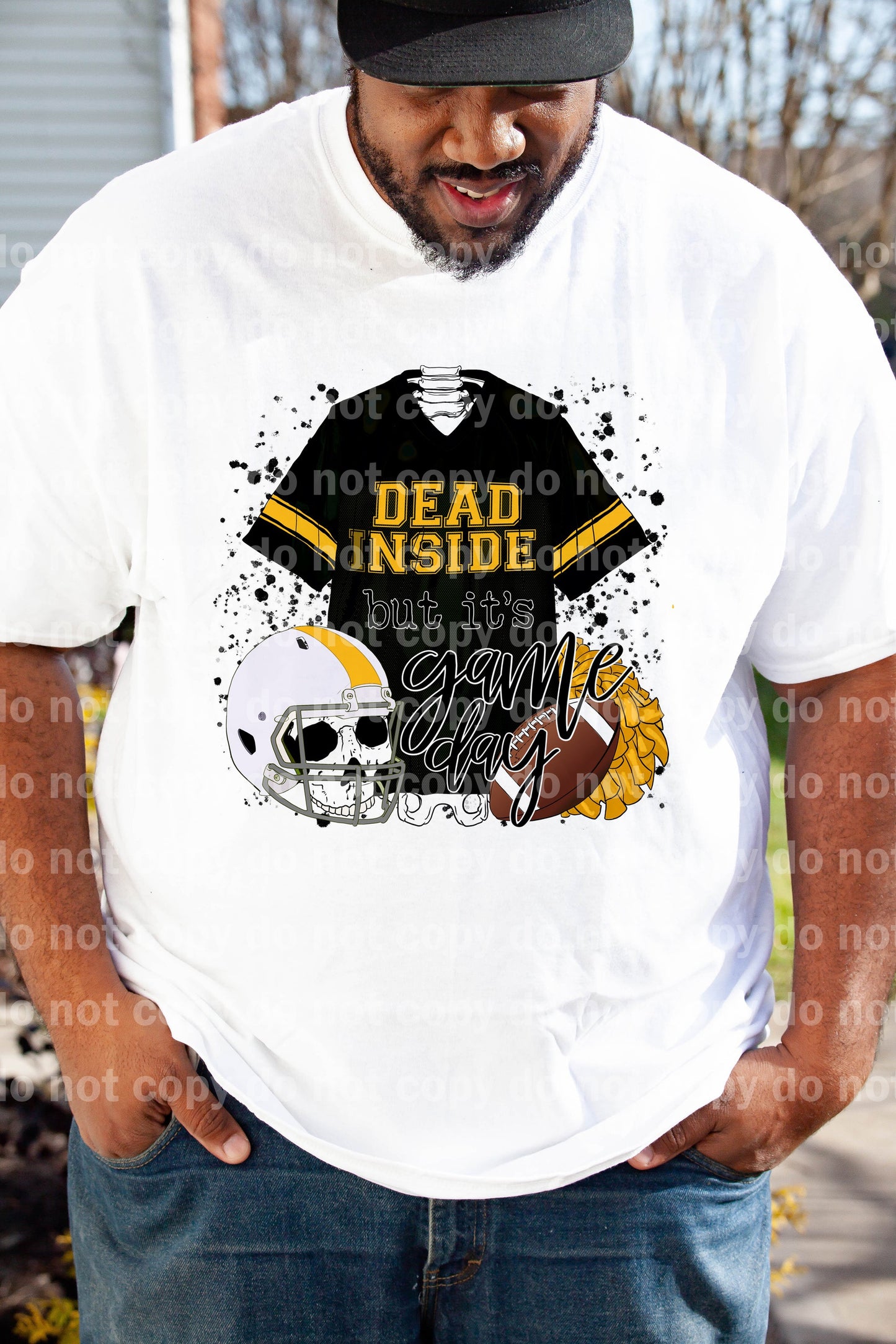 Dead Inside But It's Game Day Black And Yellow Dream Print or Sublimation Print