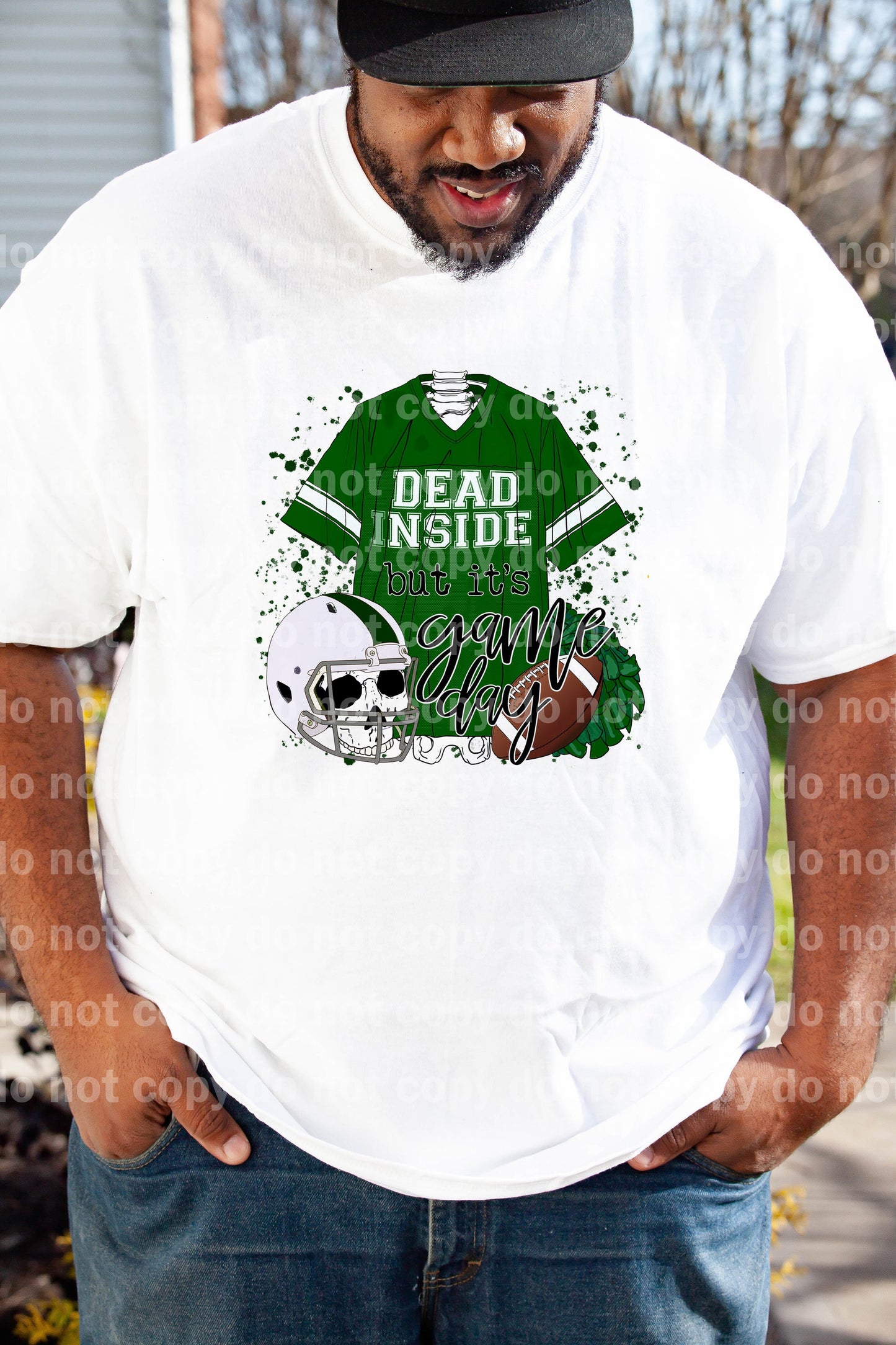 Dead Inside But It's Game Day Green And White Dream Print or Sublimation Print
