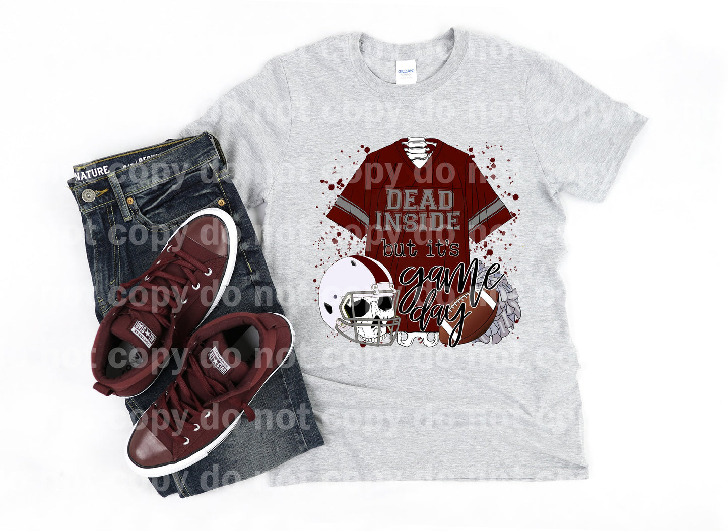 Dead Inside But It's Game Day Maroon And Grey Dream Print or Sublimation Print