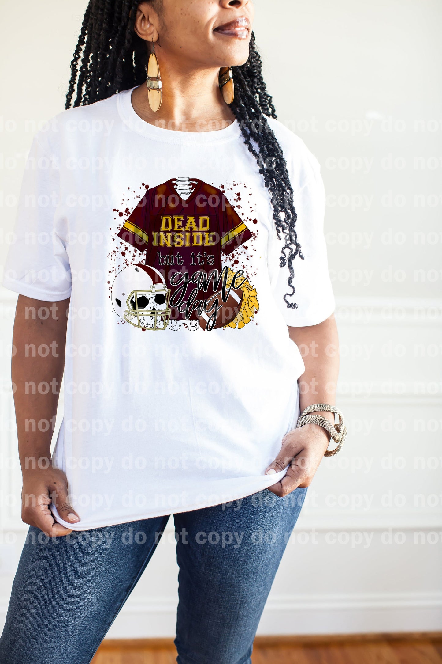 Dead Inside But It's Game Day Maroon And Yellow Dream Print or Sublimation Print