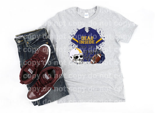 Dead Inside But It's Game Day Navy Blue And Yellow Dream Print or Sublimation Print