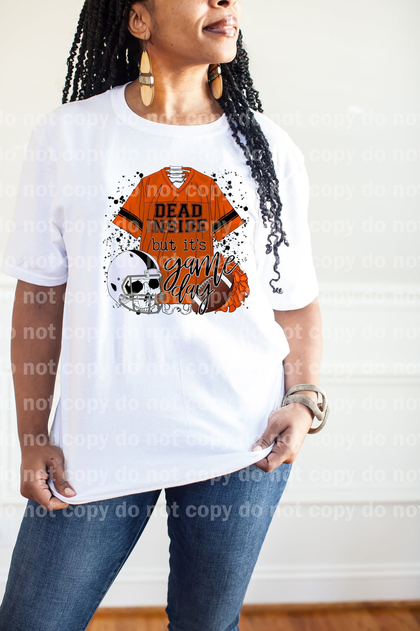 Dead Inside But It's Game Day Orange And Black Dream Print or Sublimation Print