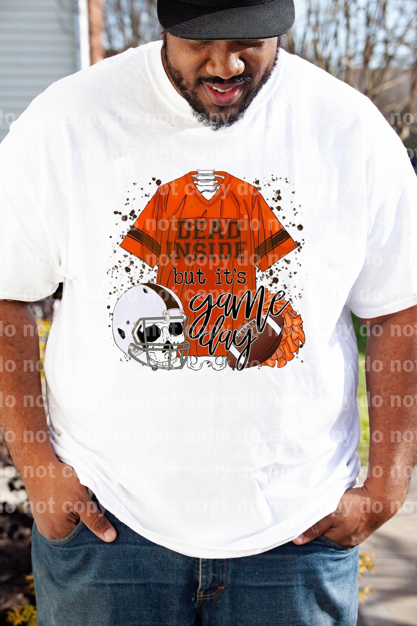Dead Inside But It's Game Day Orange And Brown Dream Print or Sublimation Print