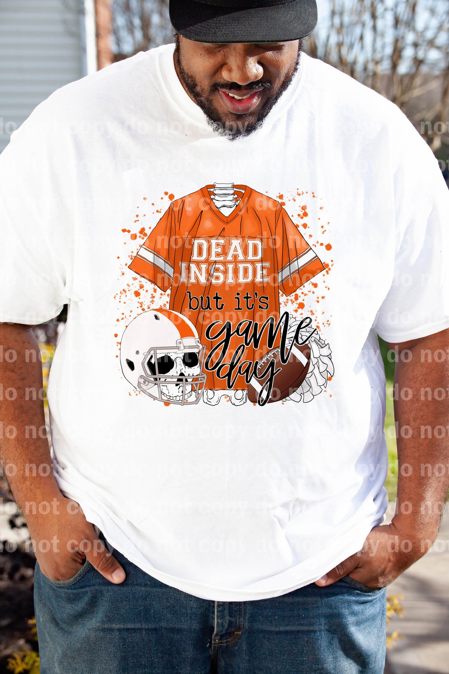 Dead Inside But It's Game Day Orange And White Dream Print or Sublimation Print